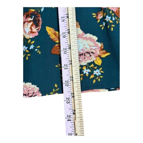 George Blouse Womens Large Green Floral Balloon Sleeve Pullover Crepe Top - Picture 2 of 7